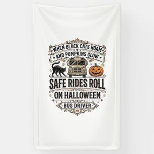 Banderoles Chauffeur de Bus Halloween Gravure Vintage Épouvan