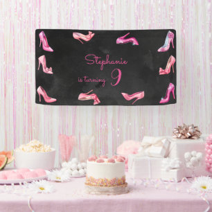 Banderoles Chaussure à talon rose poupée fille fête d'anniver