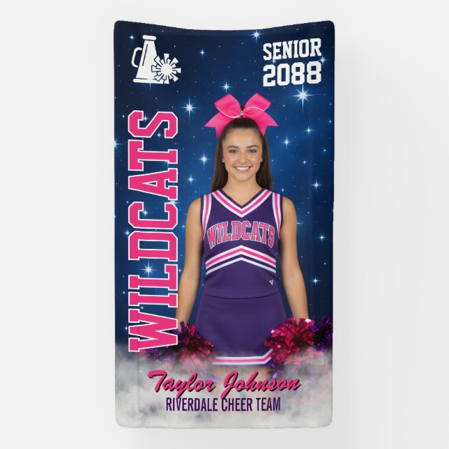 Banderoles Cheer Team Custom Sports Photo Senior Cheerleading (Verticale)