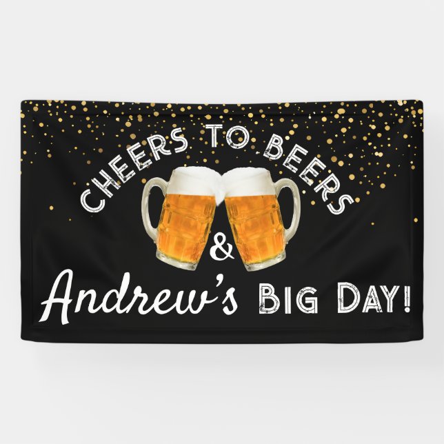 Banderoles Cheers and Beers & [Name]’s Big Day Rustic  (Horizontal)