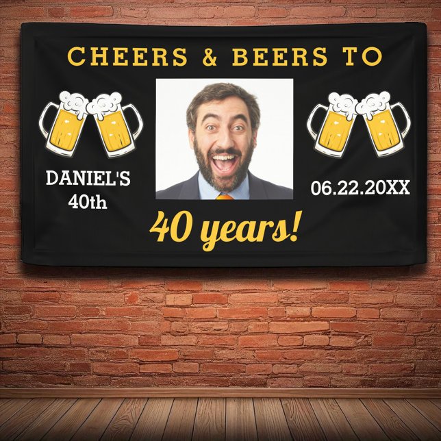 Banderoles Cheers & Beers 40 Anniversaire Photo Keepsaké (Créateur téléchargé)