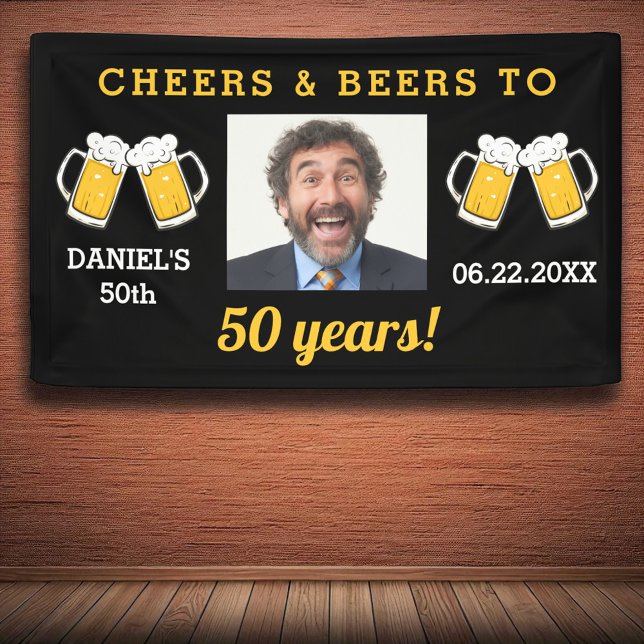 Banderoles Cheers & Beers 50 Anniversaire Photo Keepsaké (Créateur téléchargé)