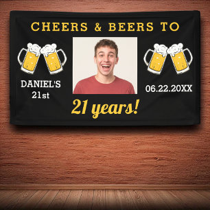 Banderoles Cheers & Bières 21e Anniversaire Photo Keepsaké