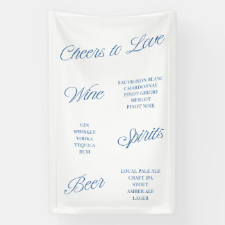 Banderoles Cheers to Love Script Wedding Bar Menu Banner Sign