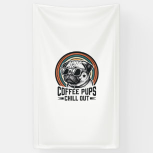 Banderoles Chemise Chien Café Rétro Détente Graphique Pug_1