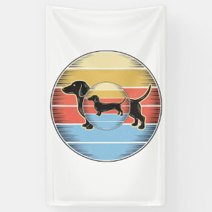 Banderoles Chemise de chien de coucher de soleil rétro de tec