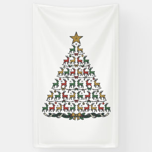 Banderoles Chemise de gravure vintage d'arbre de Noël de renn