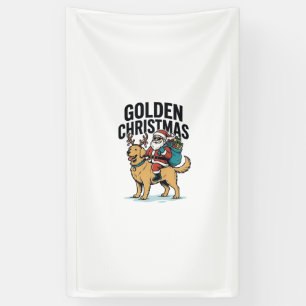 Banderoles Chemise de Noël dorée Santa à cheval sur Retriever