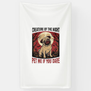 Banderoles Chemise de Pug Halloween avec cimetière effrayant