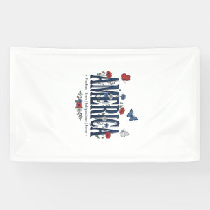 Banderoles Chemise patriotique papillon floral Vintage Americ