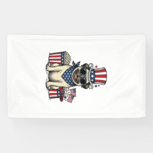 Banderoles Chemise pour chien avec dessin de pug patriotique 