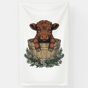 Banderoles Chemise veau highland vintage art seau de margueri