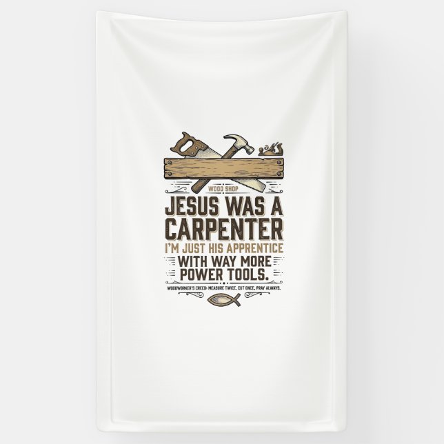 Banderoles Chemise Vintage Apprenti Charpentier Jésus Menuisi (Vertical)
