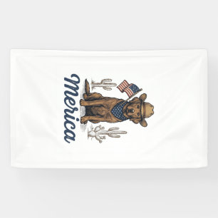 Banderoles Chemise Vintage Merica Cowboy Chien Drapeau Améric