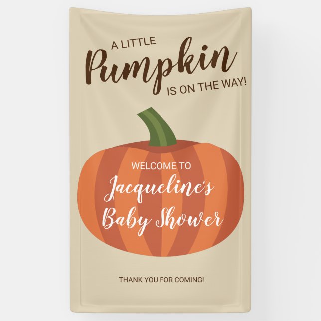 Banderoles Cher Citrouille Automne Bienvenue au Baby shower (Vertical)