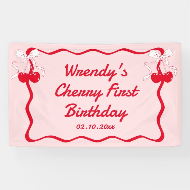 Banderoles Cherry 1er anniversaire Accueil (Horizontal)