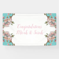 Cherry Blossom Turquoise Baby shower Vintage rétro