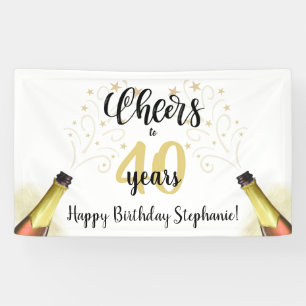 Banderoles CHERS D'Anniversaire À # ANNÉES Black Gold Script