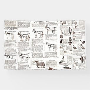 Banderoles Cheval Antique Publicité Journal Art
