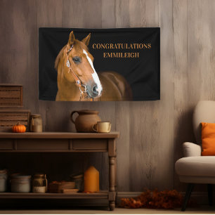 Banderoles Cheval Brun Équestre Noir Félicitations