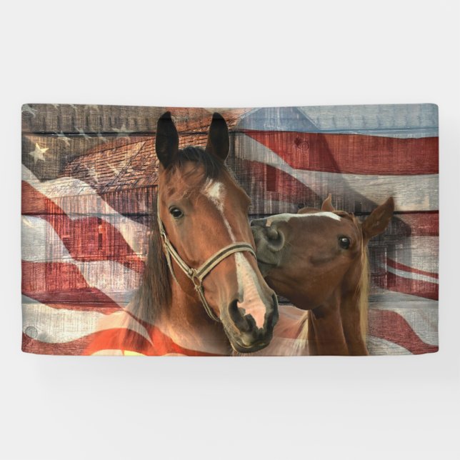 Banderoles Cheval Rustic Barne drapeau américain (Horizontal)