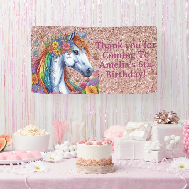 Banderoles Cheval Whimsical Rainbow Floral Equestriday (Fête)