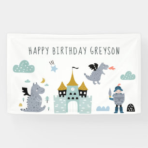 Banderoles Chevaliers & Dragons Bienvenue pour un anniversa