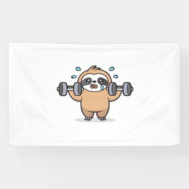 Banderoles Chibi Sloth Gym Échec - Cute Kawaii Drôle Entraîne (Horizontal)