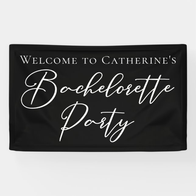 Banderoles Chic Black White Bachelorette Party Custom (Horizontal)