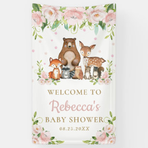 Banderoles Chic Bois Animaux Rose Floral En Arrière-Plan Bien