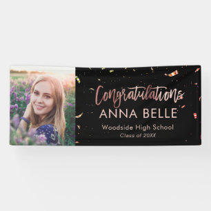 Banderoles Chic Script Rose Gold Graduation
