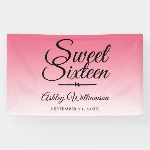 Banderoles Chic Summer Pink Ombre Sweet 16 16e anniversaire
