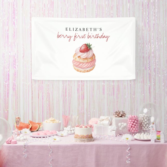Banderoles Chic Sweet Berry First Birthday (Fête)