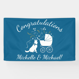 Banderoles Chien allemand Baby shower bleu garçon
