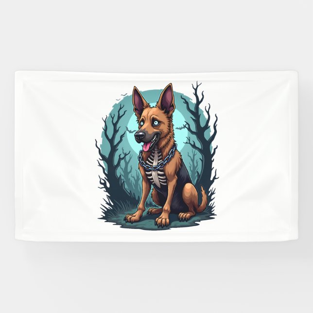 Banderoles Chien berger de squelette (Horizontal)