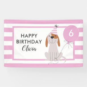Banderoles Chien Chien Chien Chien Anniversaire Bandeau rose