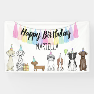 Banderoles Chien chiot Petite fille fête d'anniversaire