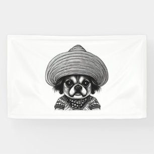 Banderoles chien portant le chapeau couleur originale