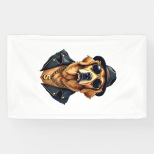 Banderoles Chien Retriever Doré Vintage Cool en Lunettes de S