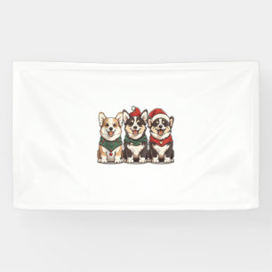 Banderoles Chiens de Corgi gallois de Noël mignons Père Noël 