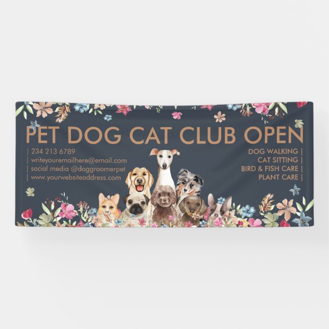 Banderoles Chiens Élevent de mignons chiots dessinés à la mai (Horizontal)