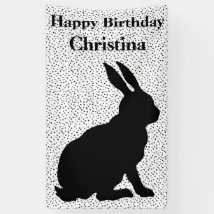 Banderoles Chiffres en silhouette noire de lapin assis l'anni