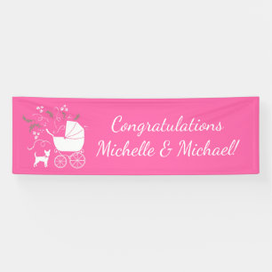 Banderoles Chihuahua Baby shower fille rose chien