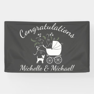 Banderoles Chihuahua Chien Baby shower moderne gris