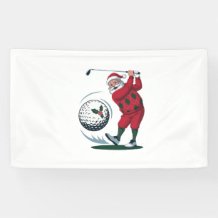Banderoles Chirstmas Imaginaire Golf Jouer Père Noël