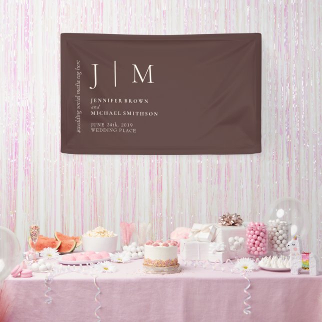 Banderoles Chocolate Brown Formal Modern Event Photo Wedding (Fête)