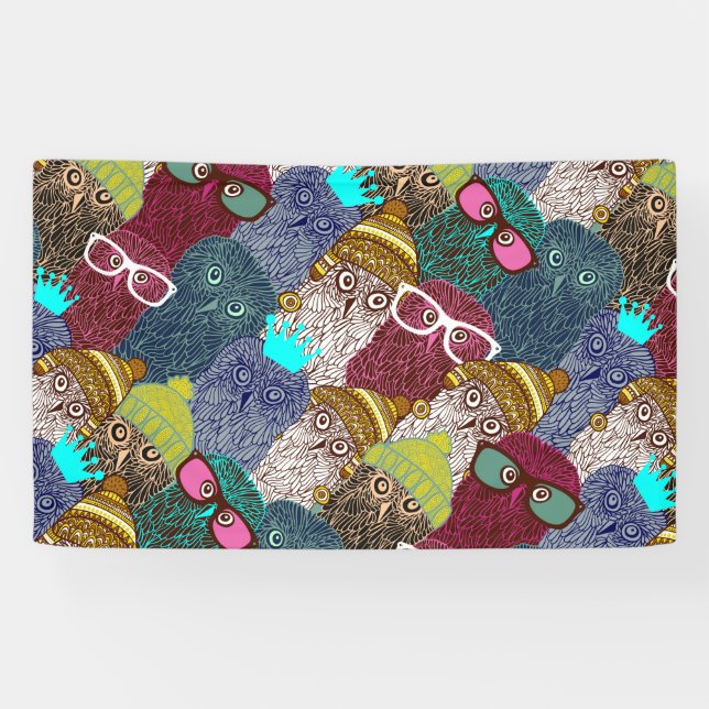 Banderoles Chouette dans la couronne (Horizontal)