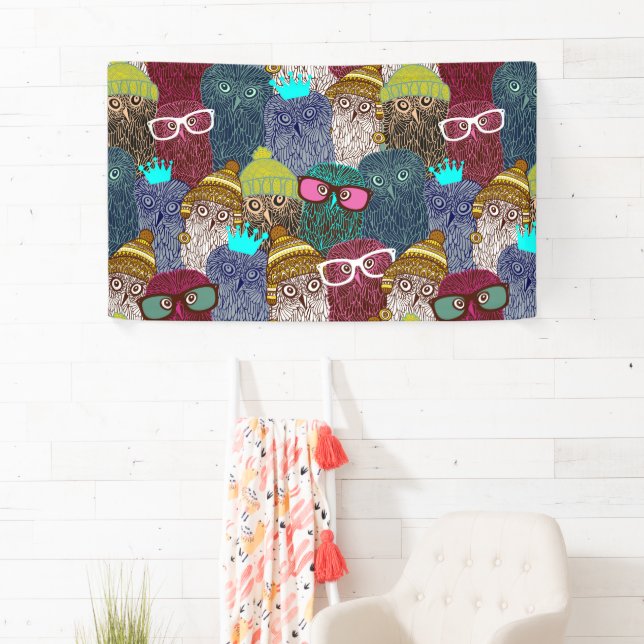 Banderoles Chouette dans la couronne (En situation)