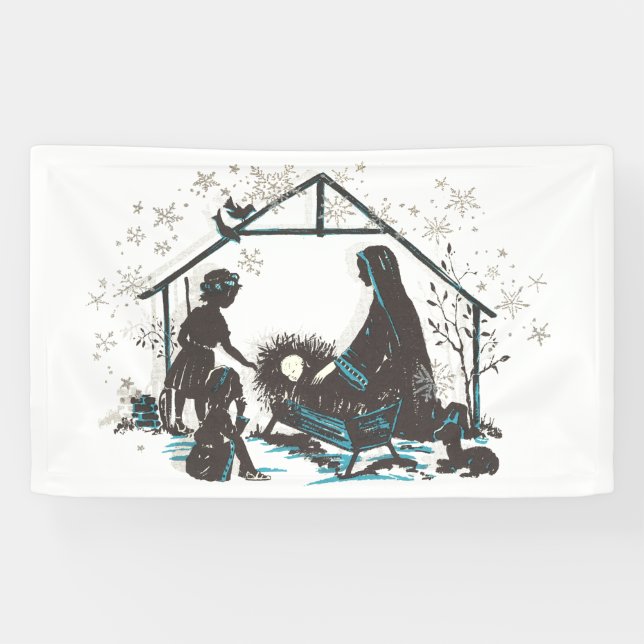Banderoles Christian Saint Bébé Jésus Noël Nativité Scène (Horizontal)