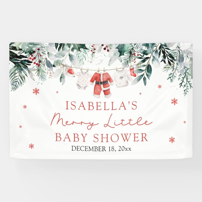 Banderoles Christmas Baby Clothes Merry Little Baby Shower (Horizontal)